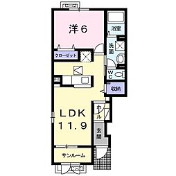 リュミエール・デュ・ソレイユC 1LDKの間取図画像