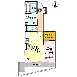 セレッソ 1DKの間取図画像
