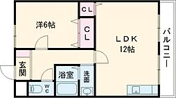 OKハイツ大東5 1LDKの間取図画像