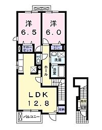 リッソカージェ 2LDKの間取図画像