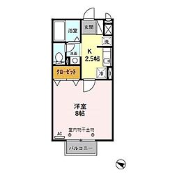 サンライズ 1Kの間取図画像