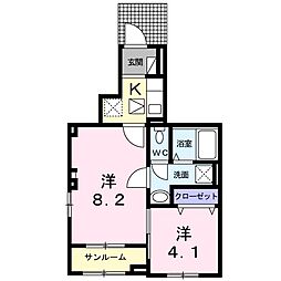 ルフィーネ 2Kの間取図画像