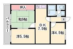 シャトー第1土山 3DKの間取図画像