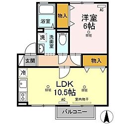 メゾンドセジュールA 1LDKの間取図画像