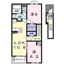 グランドヒル小郡 2LDKの間取図画像