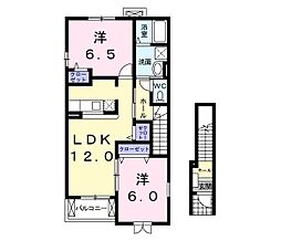 メゾンアンジュ琴塚B 2LDKの間取図画像