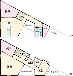 緑苑北3丁目　戸建賃貸 1階2SLDKの間取り