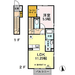 シイノキ 2階1LDKの間取り