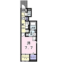 グランボヌール 1Kの間取図画像