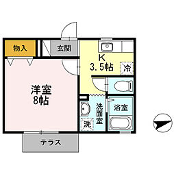 セジュールONE 1Kの間取図画像