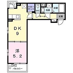 コンヴァージ岸部 1LDKの間取図画像