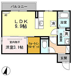 メゾン・ド・レーヴ 1LDKの間取図画像