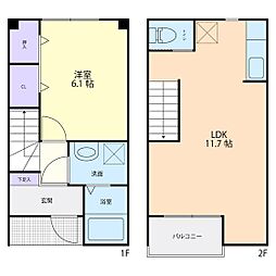 アベニール 1LDKの間取図画像