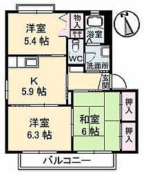YMハイツB 3Kの間取図画像