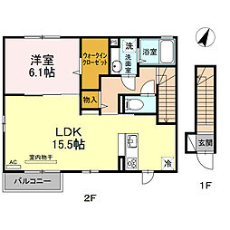 エスペランサA 1LDKの間取図画像