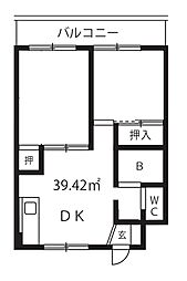 パークサイド南大井 2DKの間取図画像