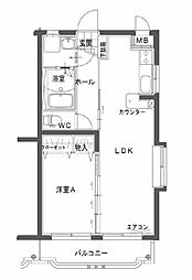エスペランサ2 1LDKの間取図画像