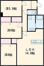 エスポワール有福 3LDKの間取図画像