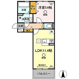 セレブ荒尾 1LDKの間取図画像
