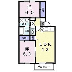 ベルクール山手 2LDKの間取図画像