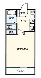 グリーンパール 1Kの間取図画像