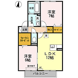グラン・リーオD 2LDKの間取図画像