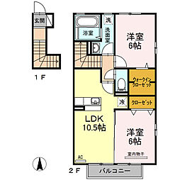 ディアコート 2LDKの間取図画像