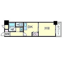 エスリード四条河原町 1DKの間取図画像