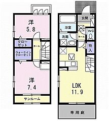 アゼリア 2LDKの間取図画像