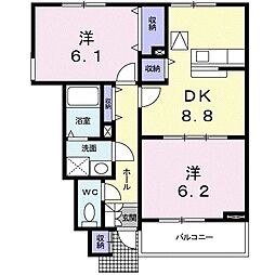 エクセレント2 2DKの間取図画像