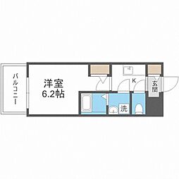 エスリードRESIDENCE大阪福島CITYWEST 1Kの間取図画像
