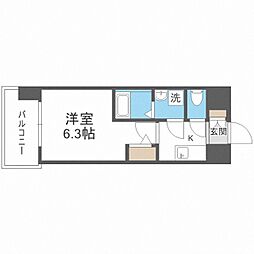 エスリードRESIDENCE大阪福島CITYWEST 1Kの間取図画像