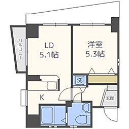 RESIDIA天神橋 1DKの間取図画像