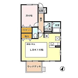 ガーデンコートB 1LDKの間取図画像
