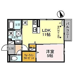 ヒルサイド本江 1階1LDKの間取り