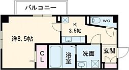 ソレイユ深草 1Kの間取図画像