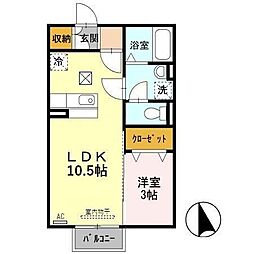 ポルト・イースト 1階1LDKの間取り
