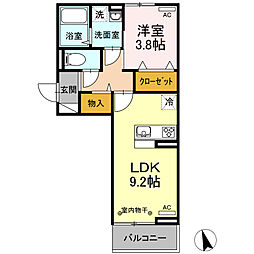 ボヌールH 1LDKの間取図画像