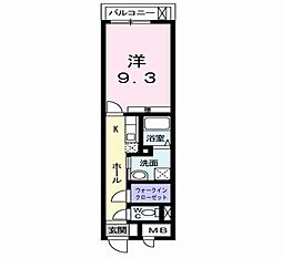オータムアベニュー 1Kの間取図画像