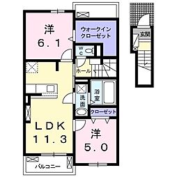 フィデールカーサ 2LDKの間取図画像