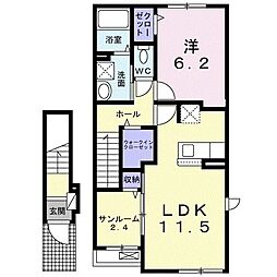 紫陽花B 1LDKの間取図画像