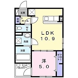 サンセリテF 1LDKの間取図画像