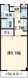 スプルース泉ヶ丘2 1Kの間取図画像