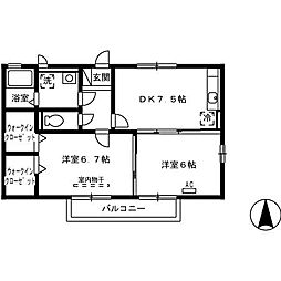 アンファンS 2DKの間取図画像