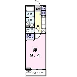 セブンローズC 1Kの間取図画像