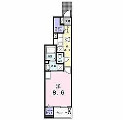 シャルールドゥース 1Kの間取図画像