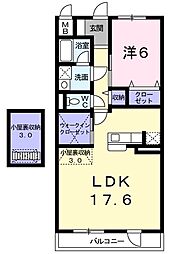 プリムローズ2 1LDKの間取図画像