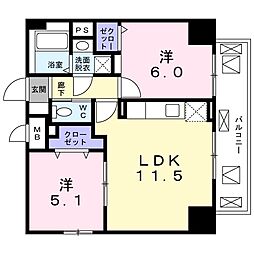 ヴィラフェリシア小台橋 2LDKの間取図画像