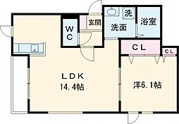 ハピネス2 1LDKの間取図画像