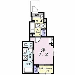 セレーナ 1Kの間取図画像